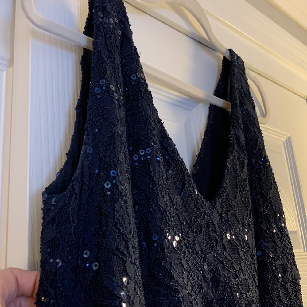 Ralph Lauren navy sleeveless sequined & lace party dress !!! - Picture 8 of 9